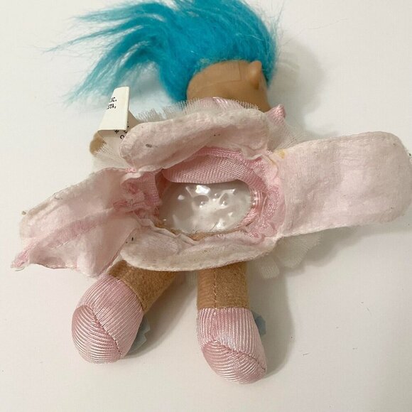 Vtg 1992 Russ Troll Doll Blue Hair Open Bag Stomach Fillable Gift Toy Set 6 Inch - Picture 9 of 16